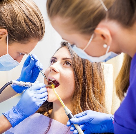 Woman in the dental chair